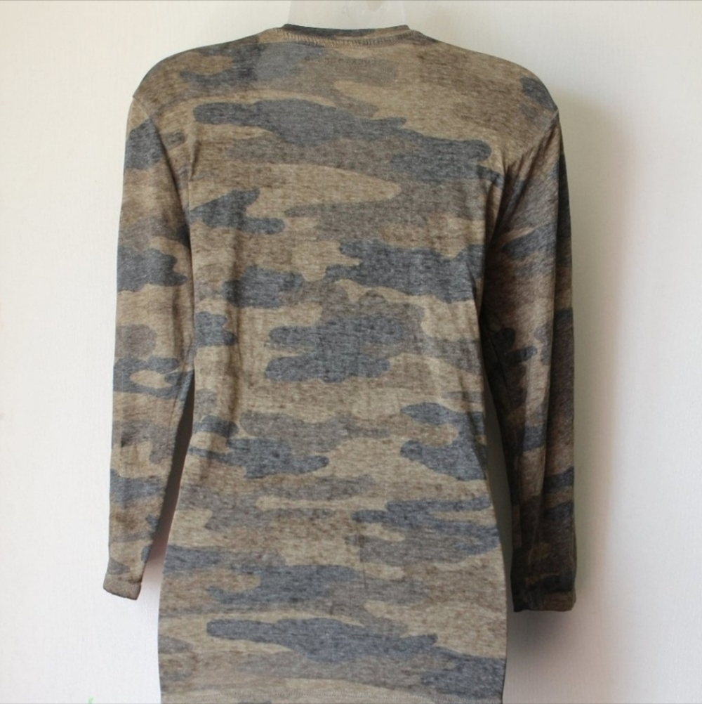 Lucky Brand Camo Long Sleeve Tee Lightweight Thin Burnout Women's Small S EUC - Picture 2 of 7